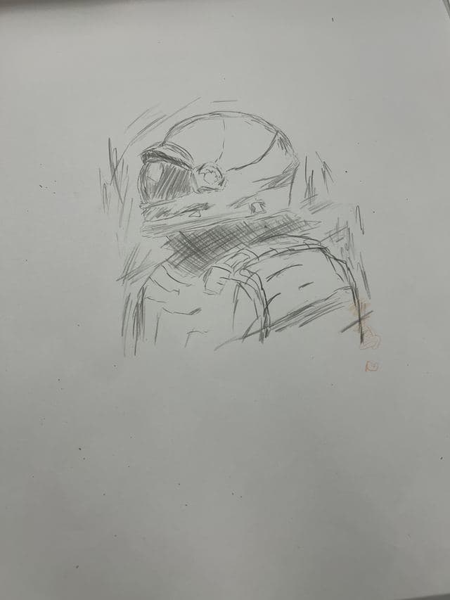 Astronaut, pencil sketch
